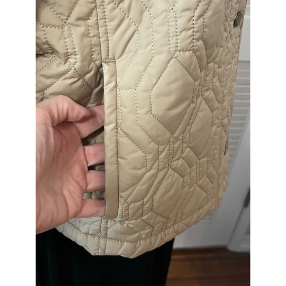 Lands’ End Beige Quilted Jacket Primaloft Insulated Women’s L/P 14–16 - Picture 5 of 14